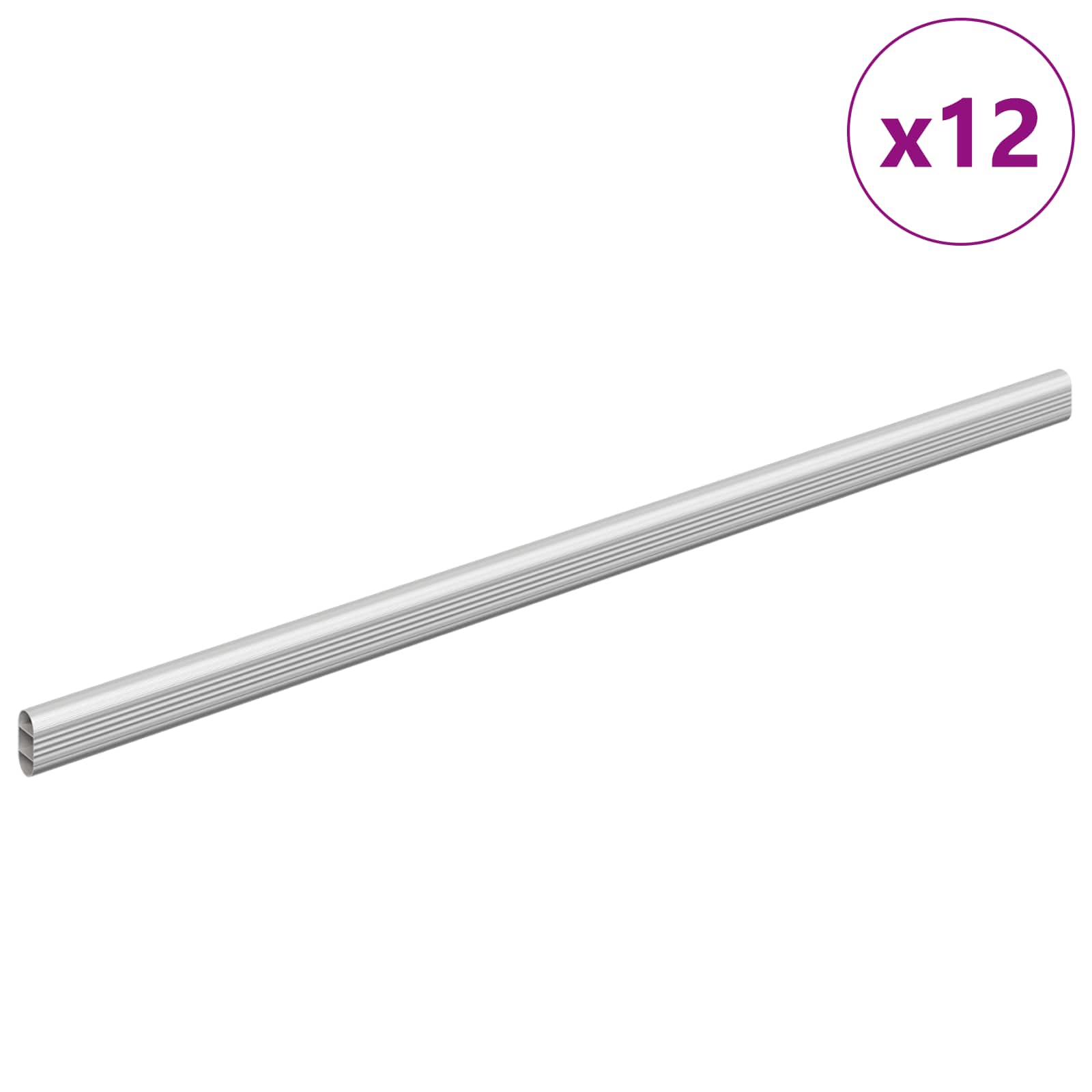 vidaXL Viga de Closet 12 pcs Prateado 472 x 15 x 29 mm