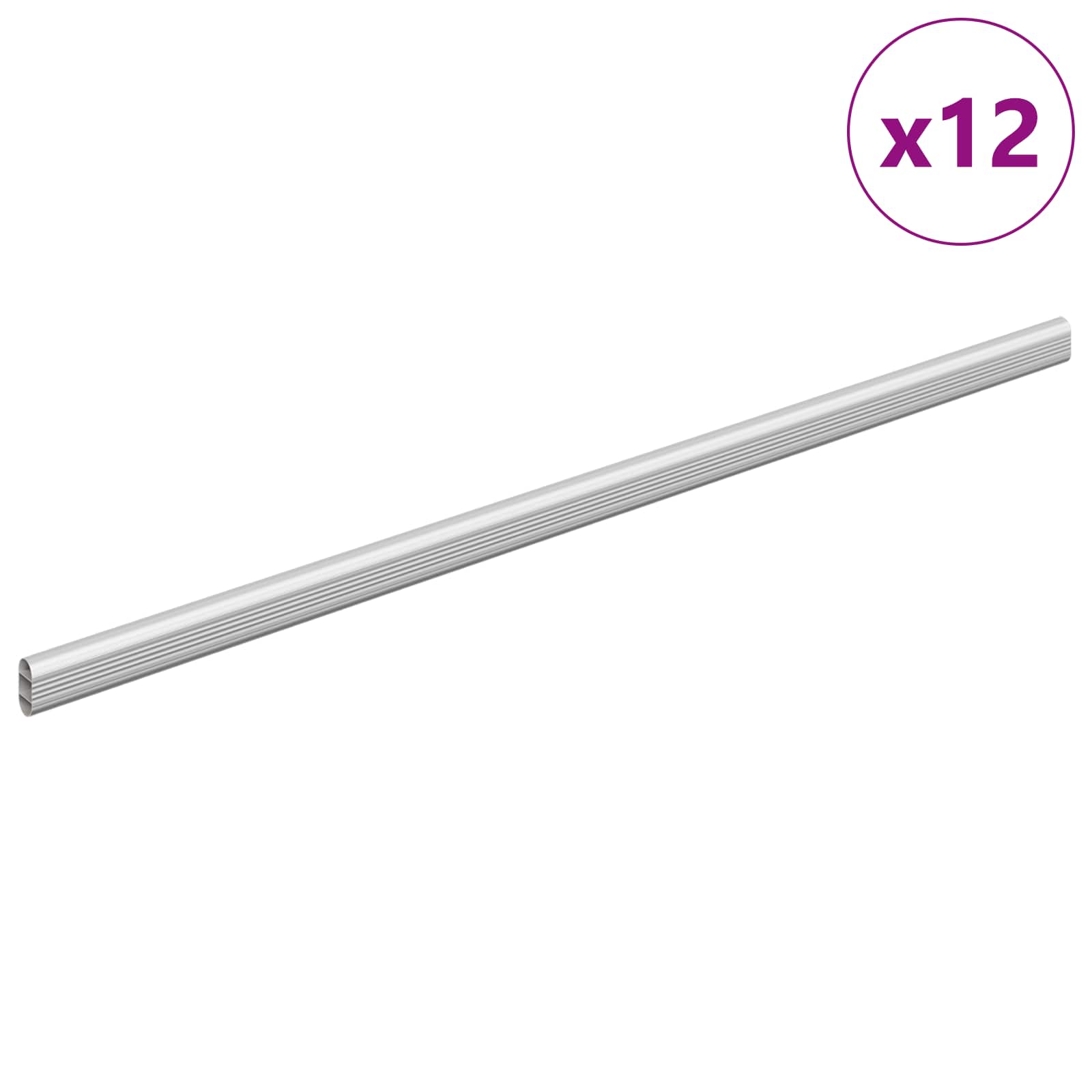 vidaXL Viga de Closet 12 pcs Prateado 664 x 15 x 29 mm