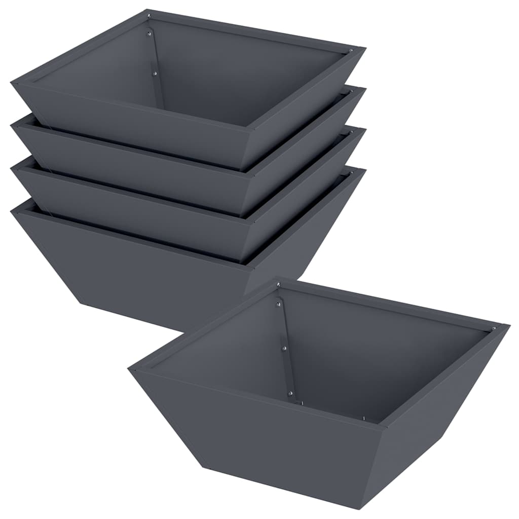vidaXL Vaso de Jardim 5 pcs Antracite 40 x 40 x 15 cm