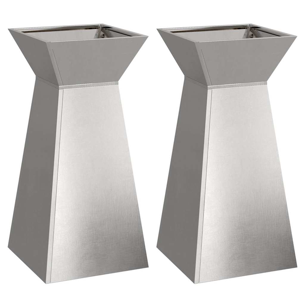 vidaXL Vaso de Pilar 2 pcs Prateado 35 x 35 x 73 cm
