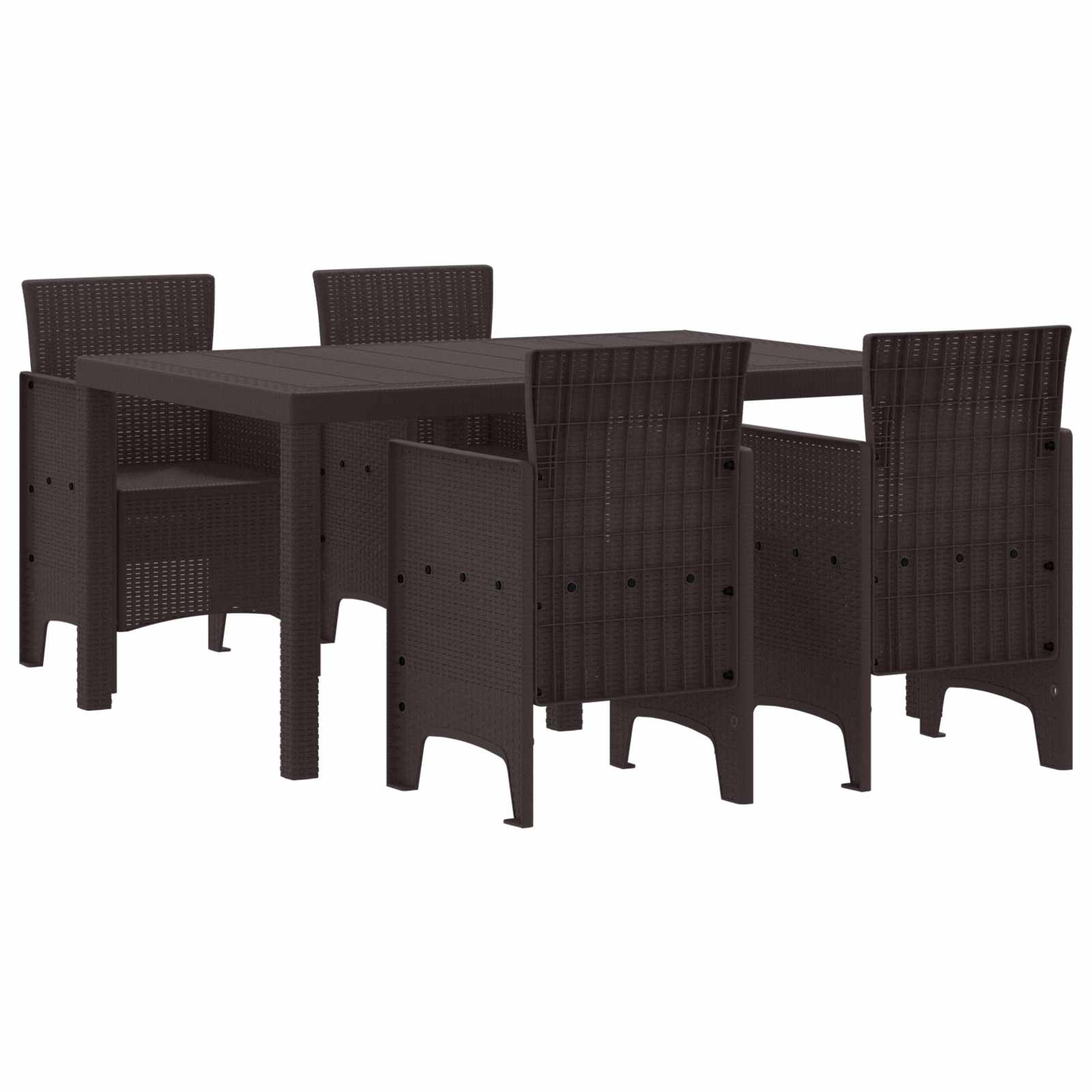 vidaXL Conjunto de Jantar para Jardim 5 pcs Castanho Rattan Polt