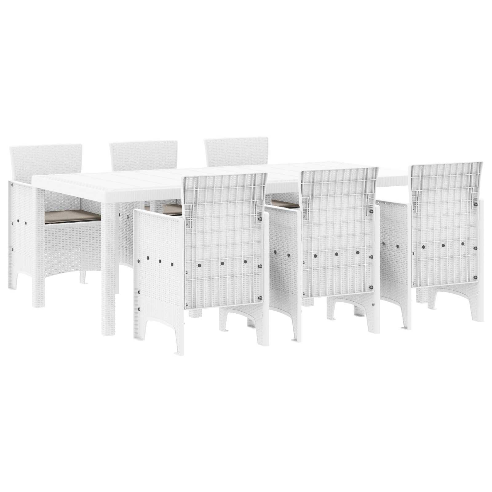 vidaXL Conjunto de Jantar para Jardim 7 pcs Branco Polipropileno