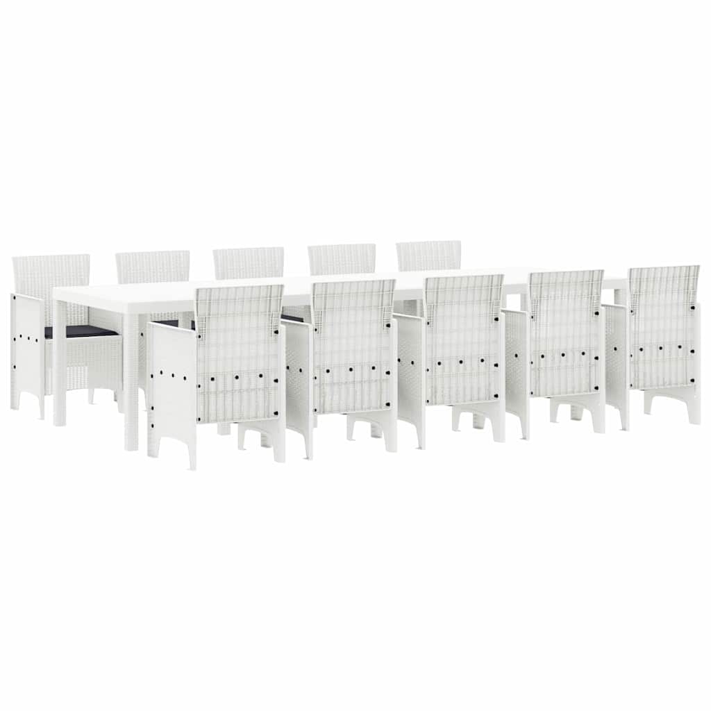vidaXL Conjunto de Jantar para Jardim com almofada 11 pcs Branco