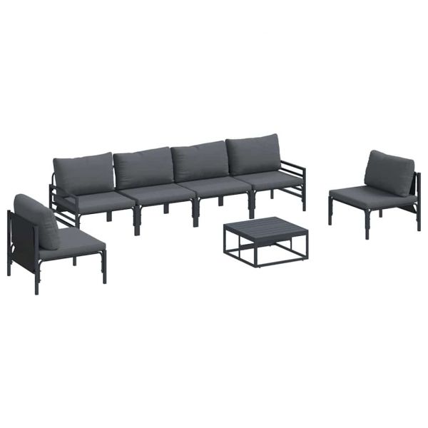 vidaXL Conjunto de Sofá de Jardim com Almofada 7 Peças Preto Aço - 2090018848