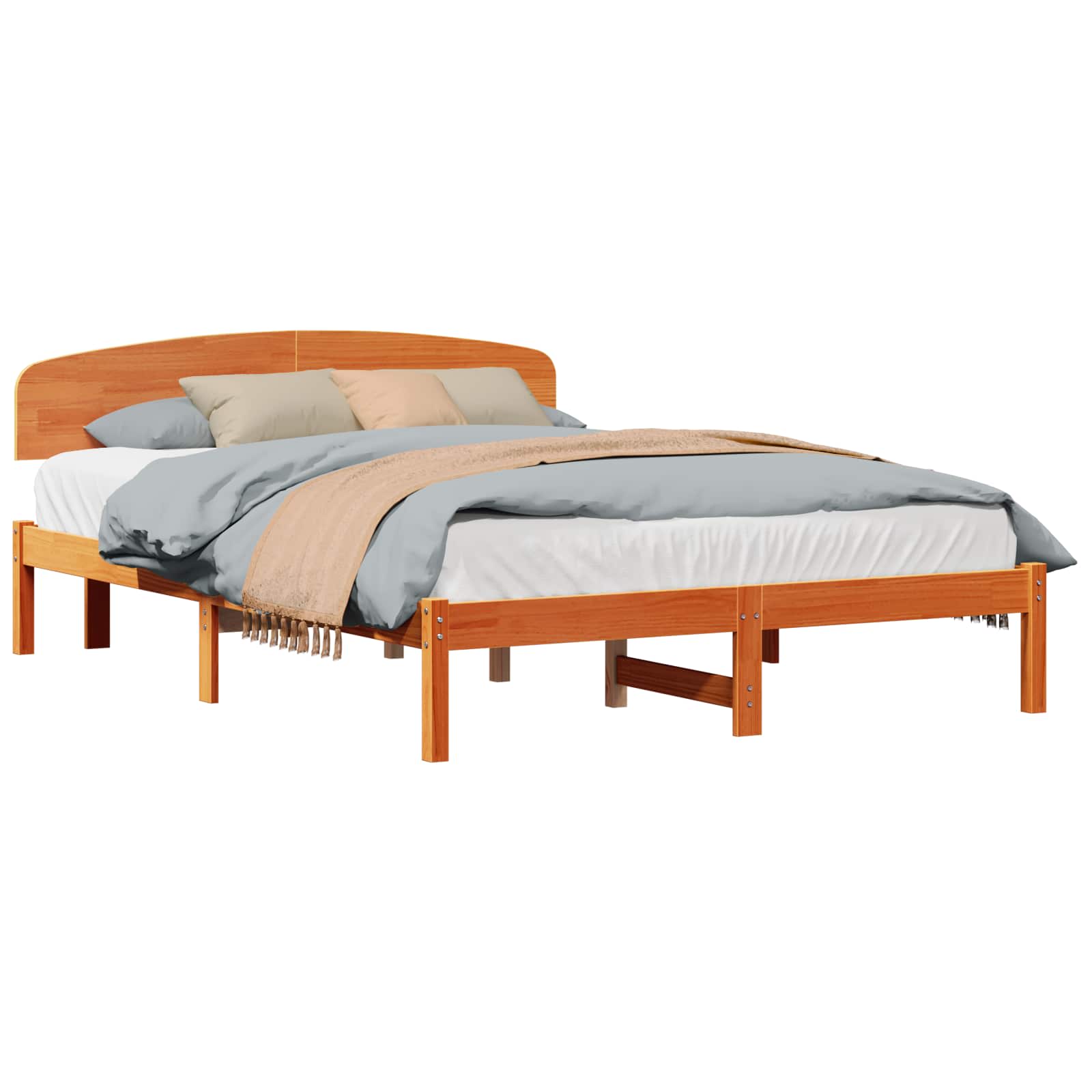 vidaXL Estrutura da Cama com cabeceira Marrom Cera 160 x 200 cm