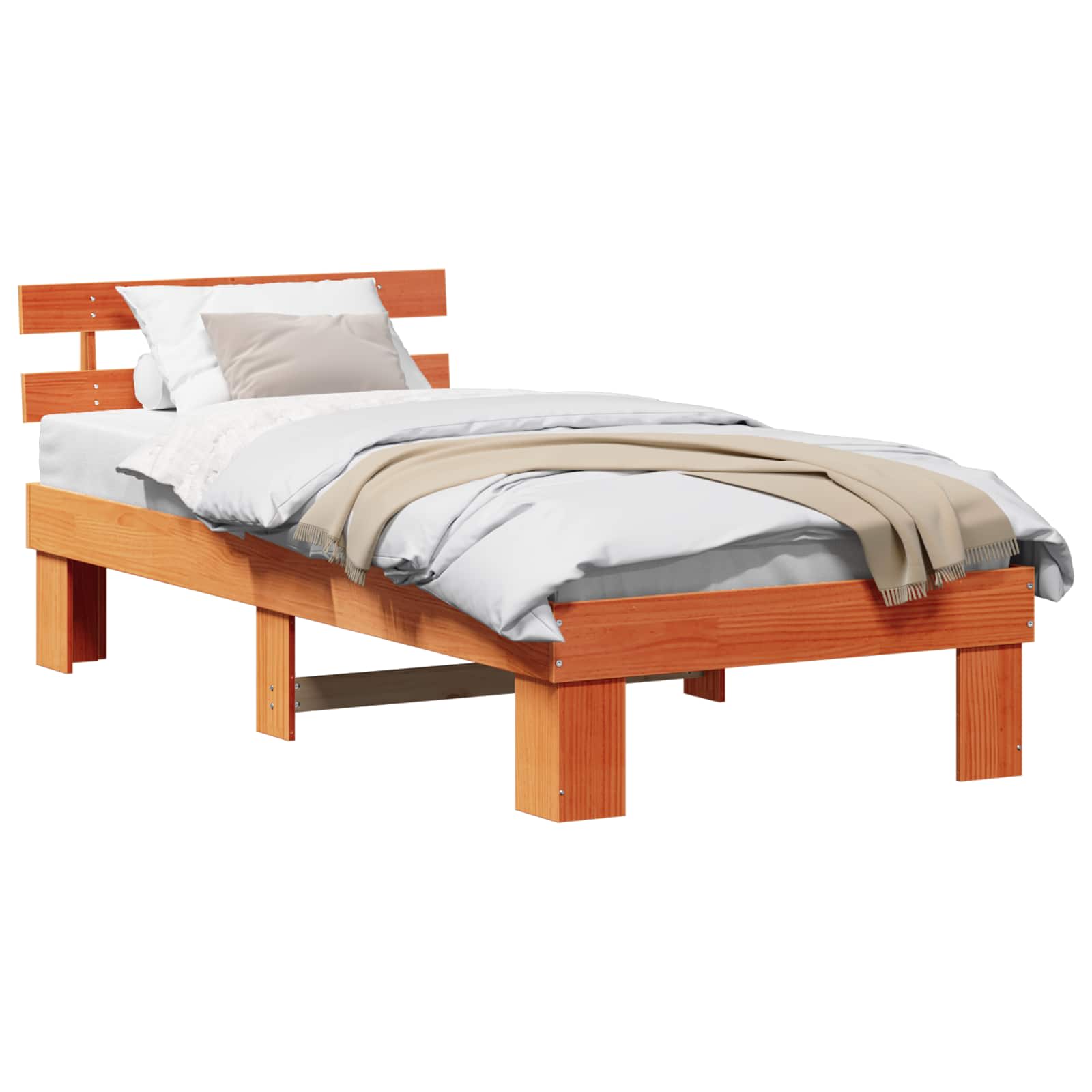 vidaXL Estrutura da Cama com cabeceira Marrom Cera 75 x 190 cm