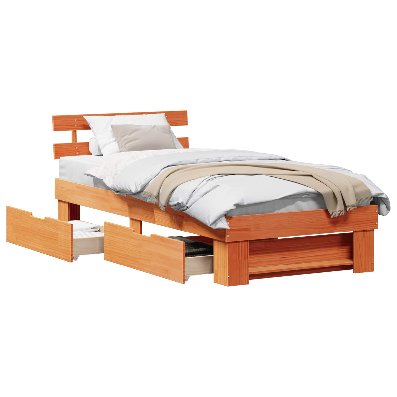 vidaXL Estrutura da Cama com cabeceira Marrom Cera 90 x 190 cm