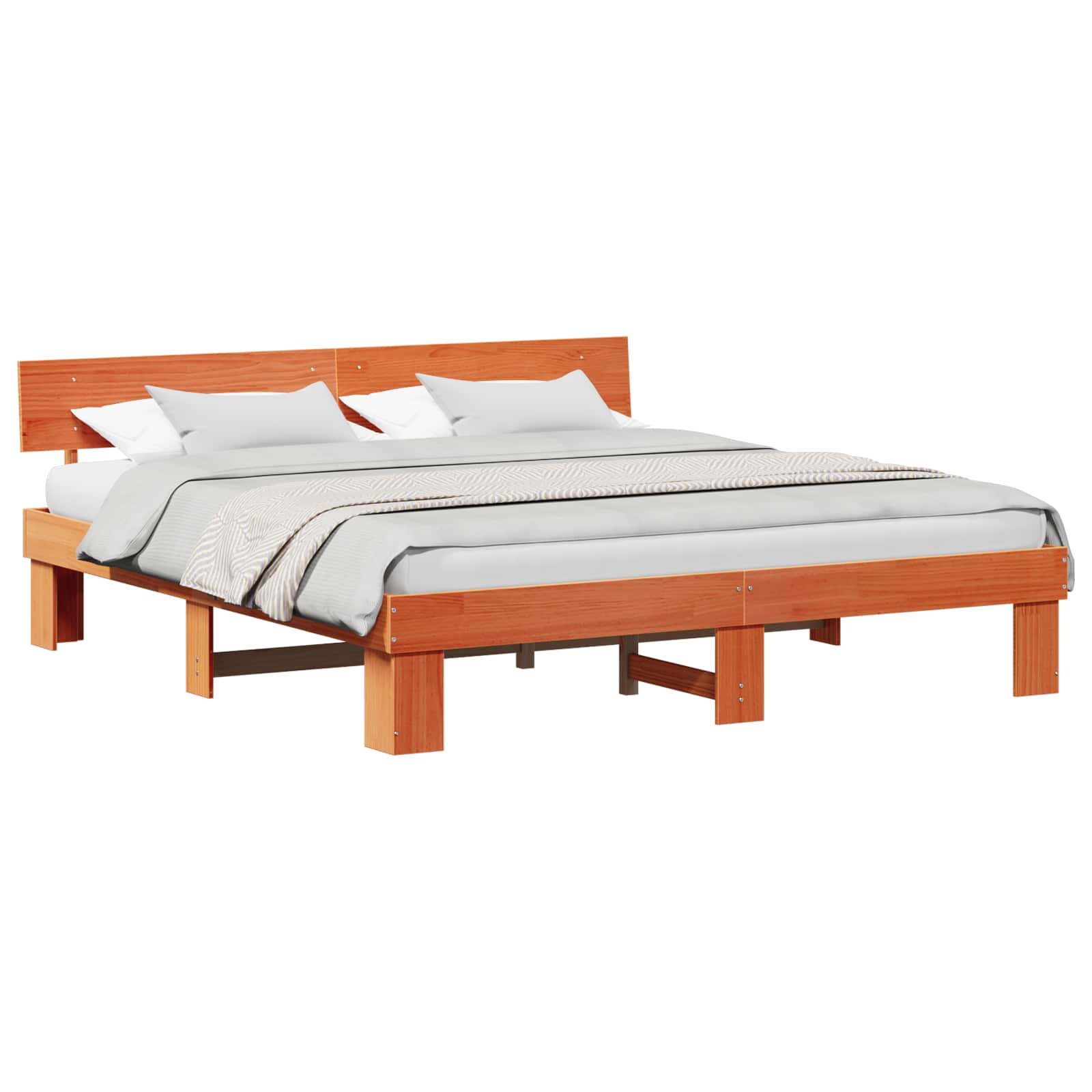 vidaXL Estrutura da Cama com cabeceira Marrom Cera 180 x 200 cm