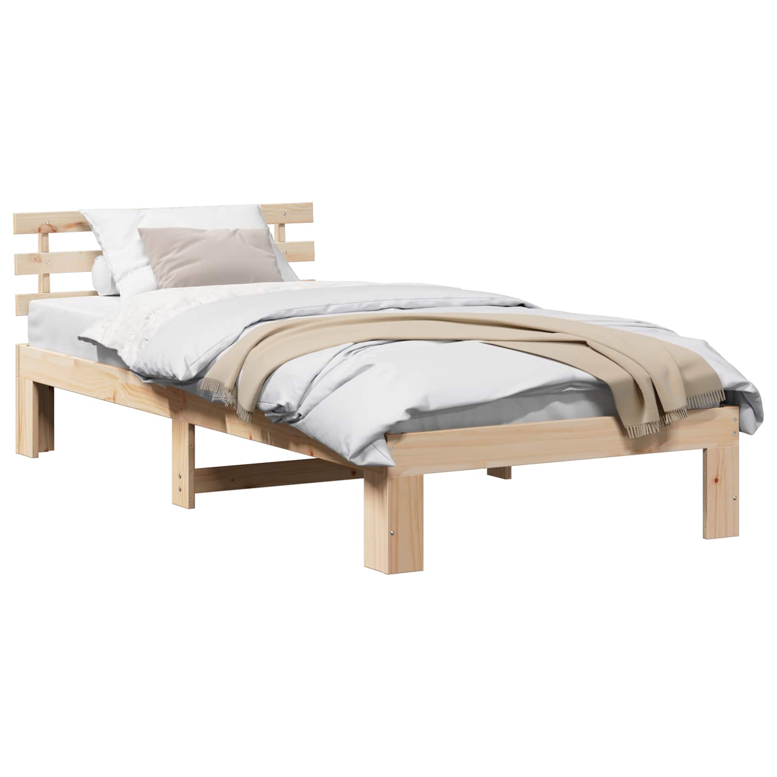 vidaXL Estrutura da Cama com cabeceira Natural 100 x 200 cm