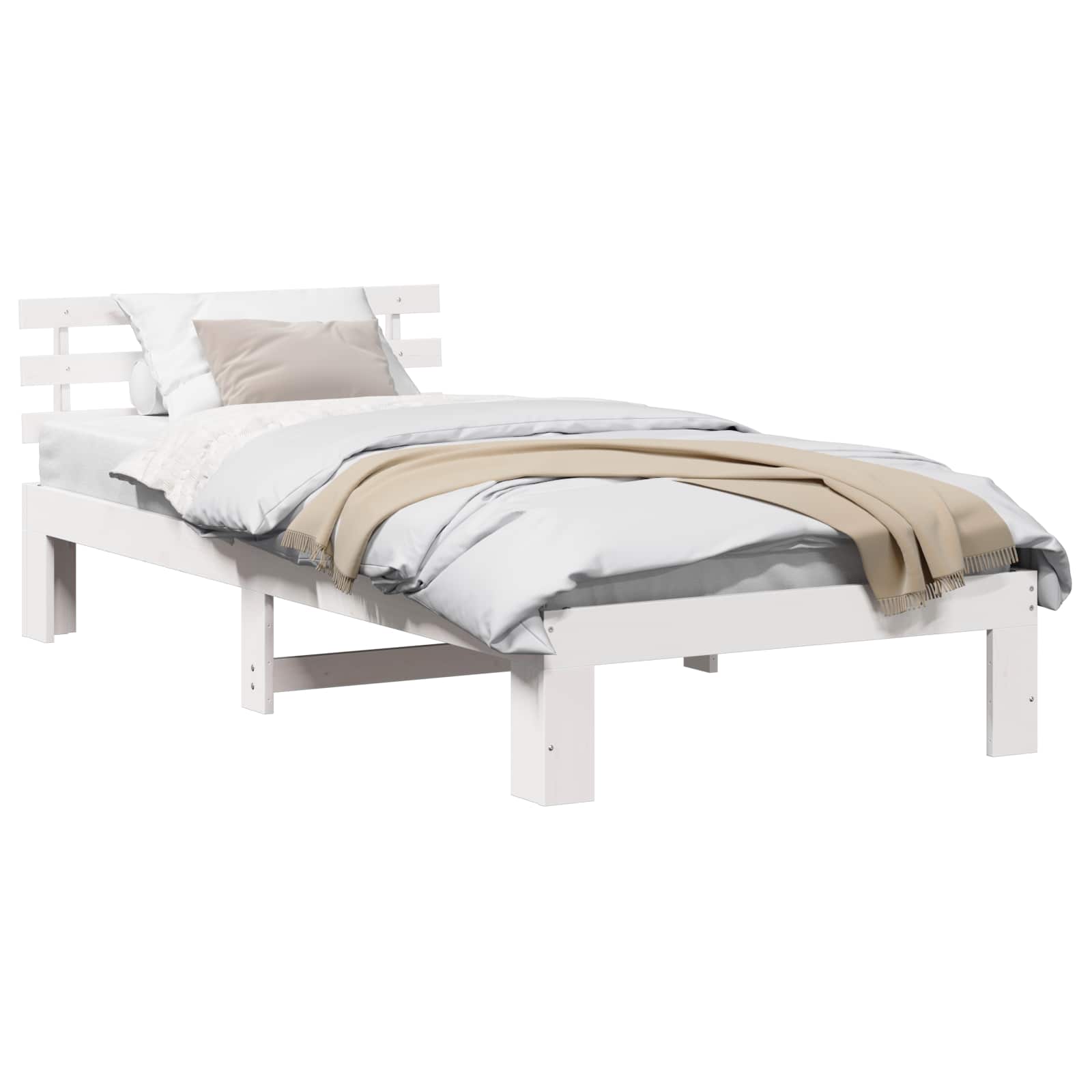 vidaXL Estrutura da Cama Branco 75 x 190 cm Madeira de Pinheiro Sólida