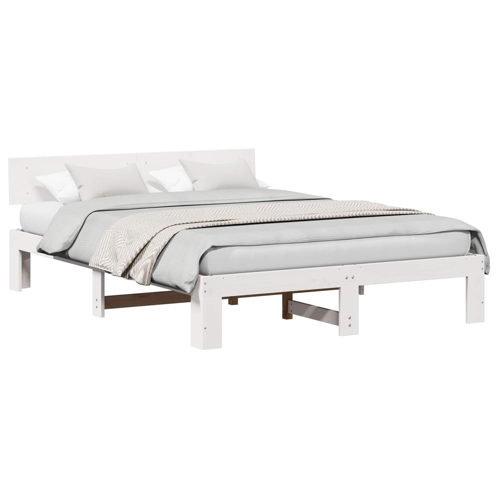 vidaXL Estrutura da Cama com cabeceira Branco 150 x 200 cm