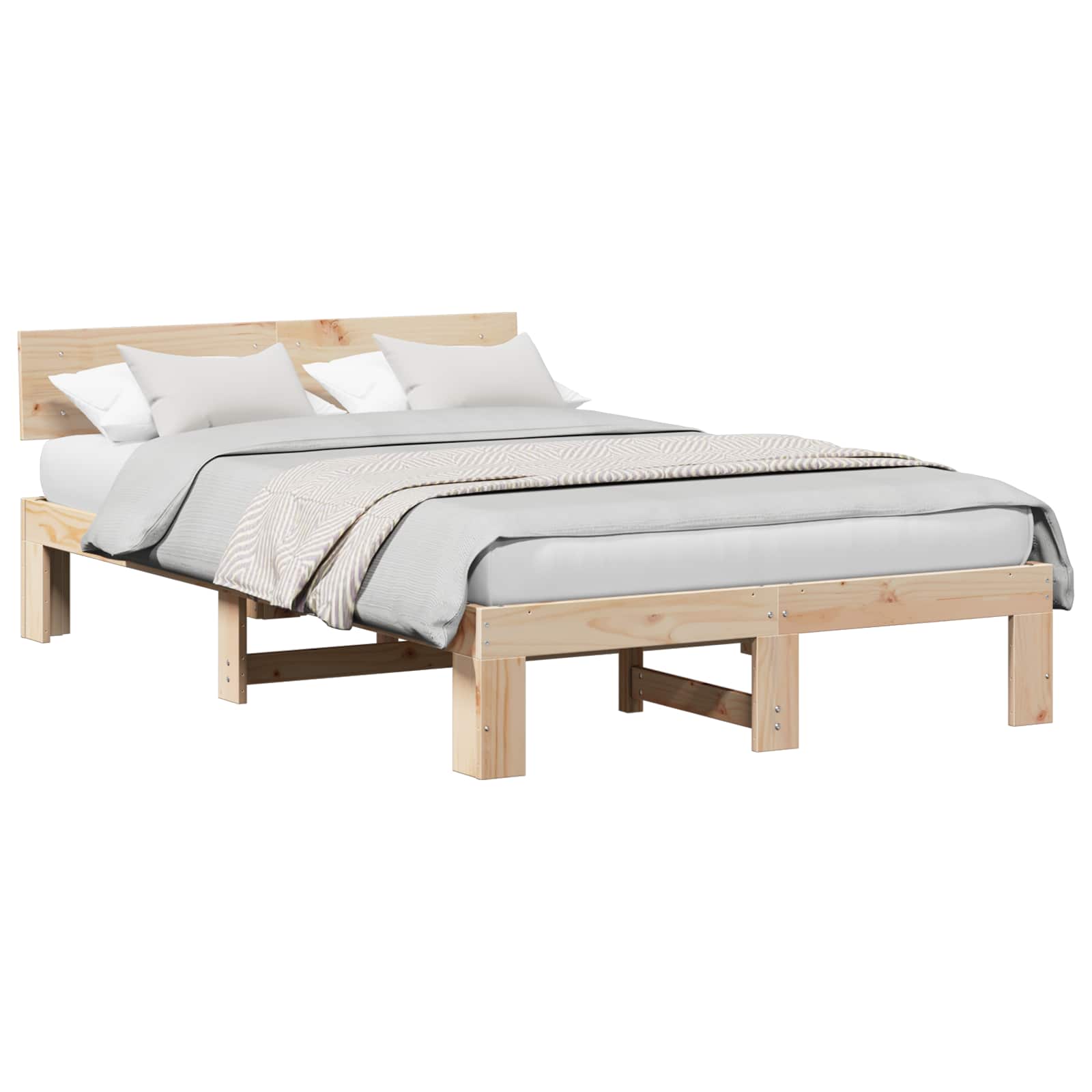 vidaXL Estrutura da Cama com cabeceira Natural 120 x 190 cm