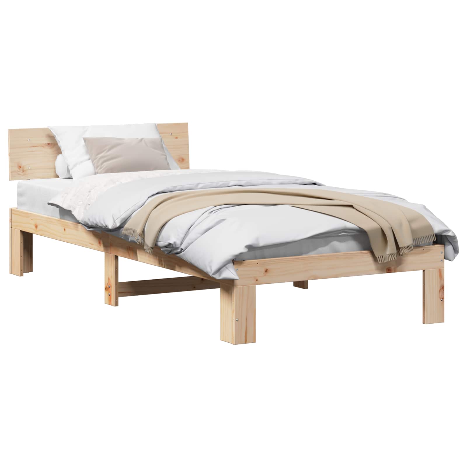 vidaXL Estrutura da Cama com cabeceira Natural 75 x 190 cm