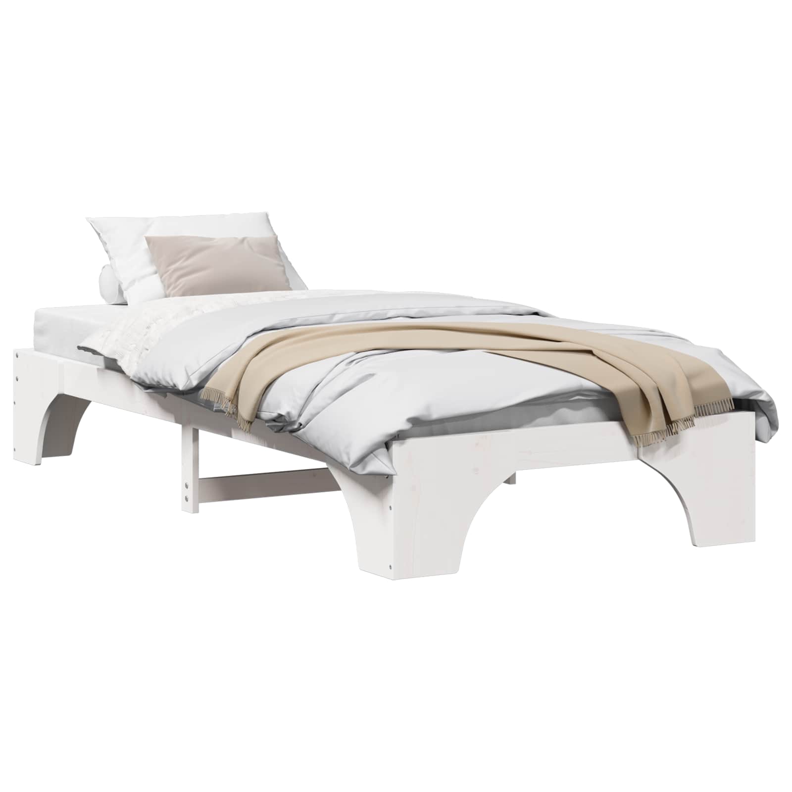 vidaXL Estrutura da Cama Branco 80 x 200 cm Madeira de Pinheiro Sólida