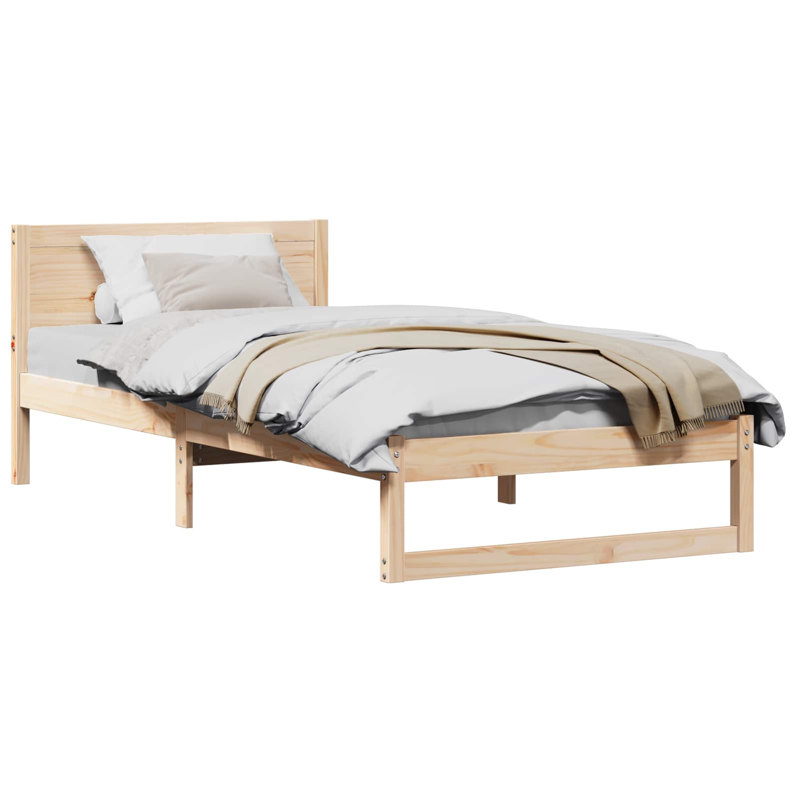 vidaXL Estrutura da Cama com cabeceira Natural 100 x 200 cm