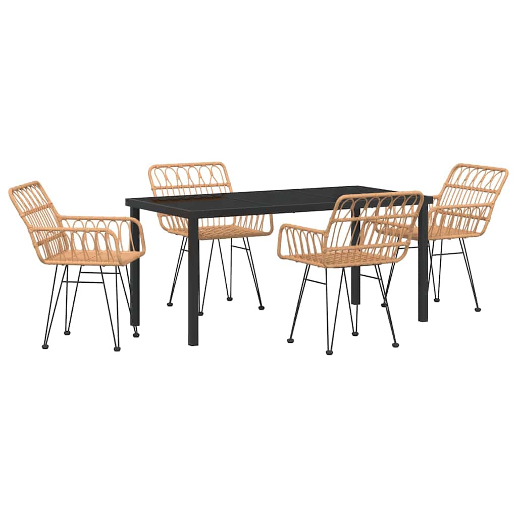 vidaXL Conjunto de Jantar para Jardim 5 pcs Castanho