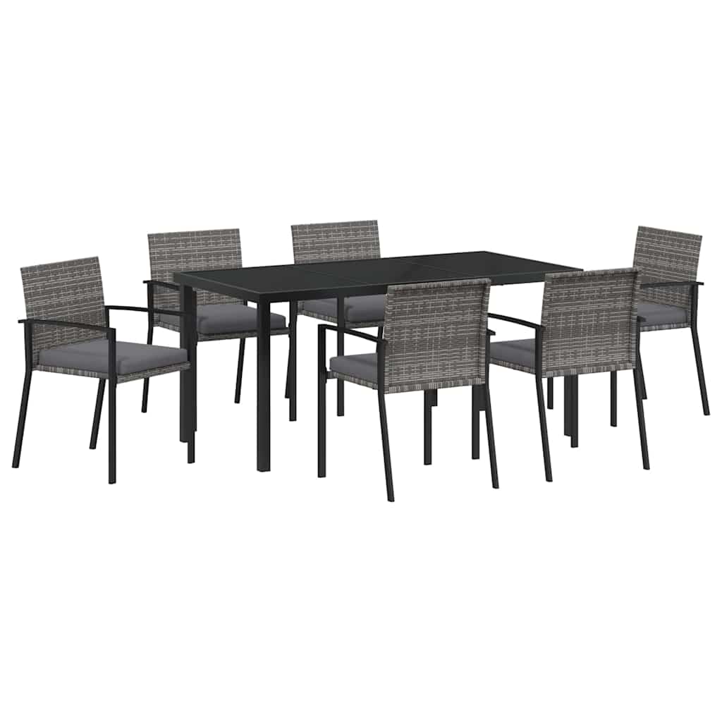 vidaXL Conjunto de Jantar para Jardim 7 pcs Cinzeto Aço revestido a pó
