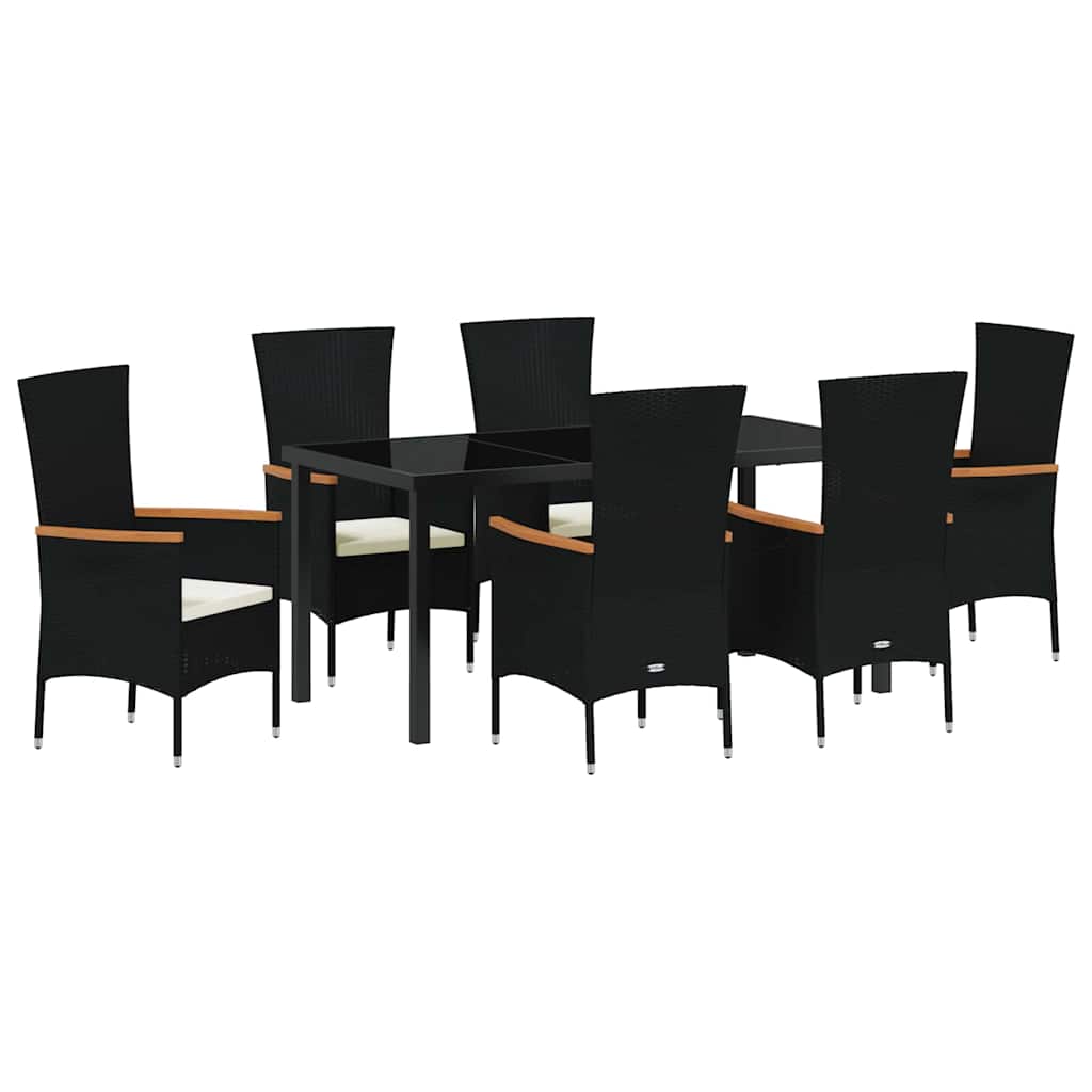 vidaXL Conjunto de Jantar para Jardim 7 pcs Preto Aço revestido a pó