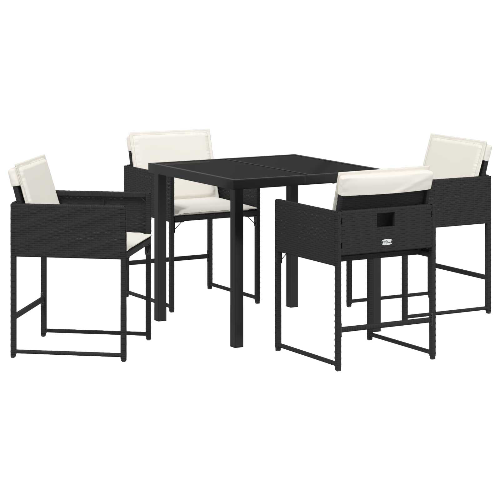vidaXL Conjunto de Jantar para Jardim com almofada 5 pcs Preto vime PE