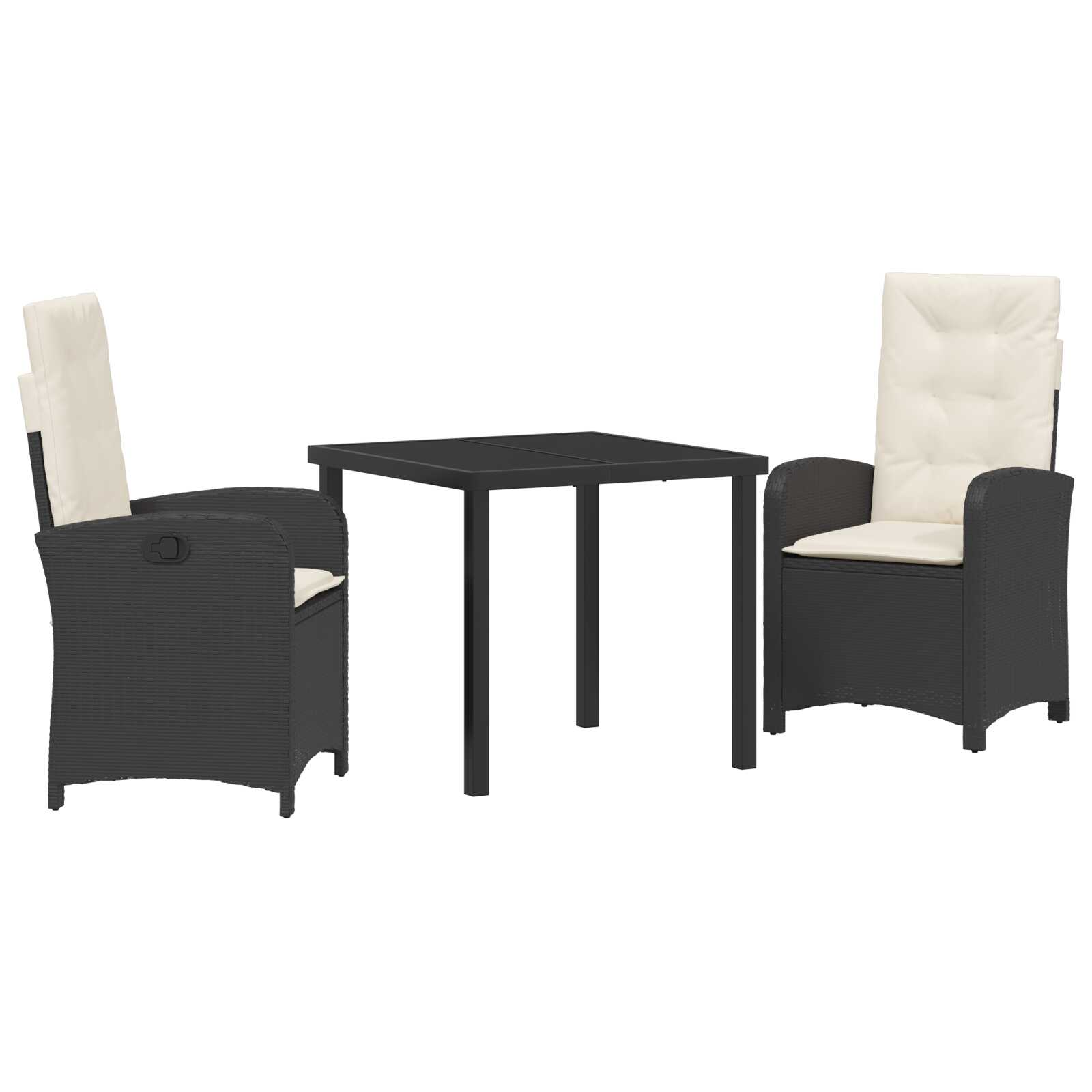 vidaXL Conjunto de Jantar para Jardim com almofada 7 pcs Preto vime PE