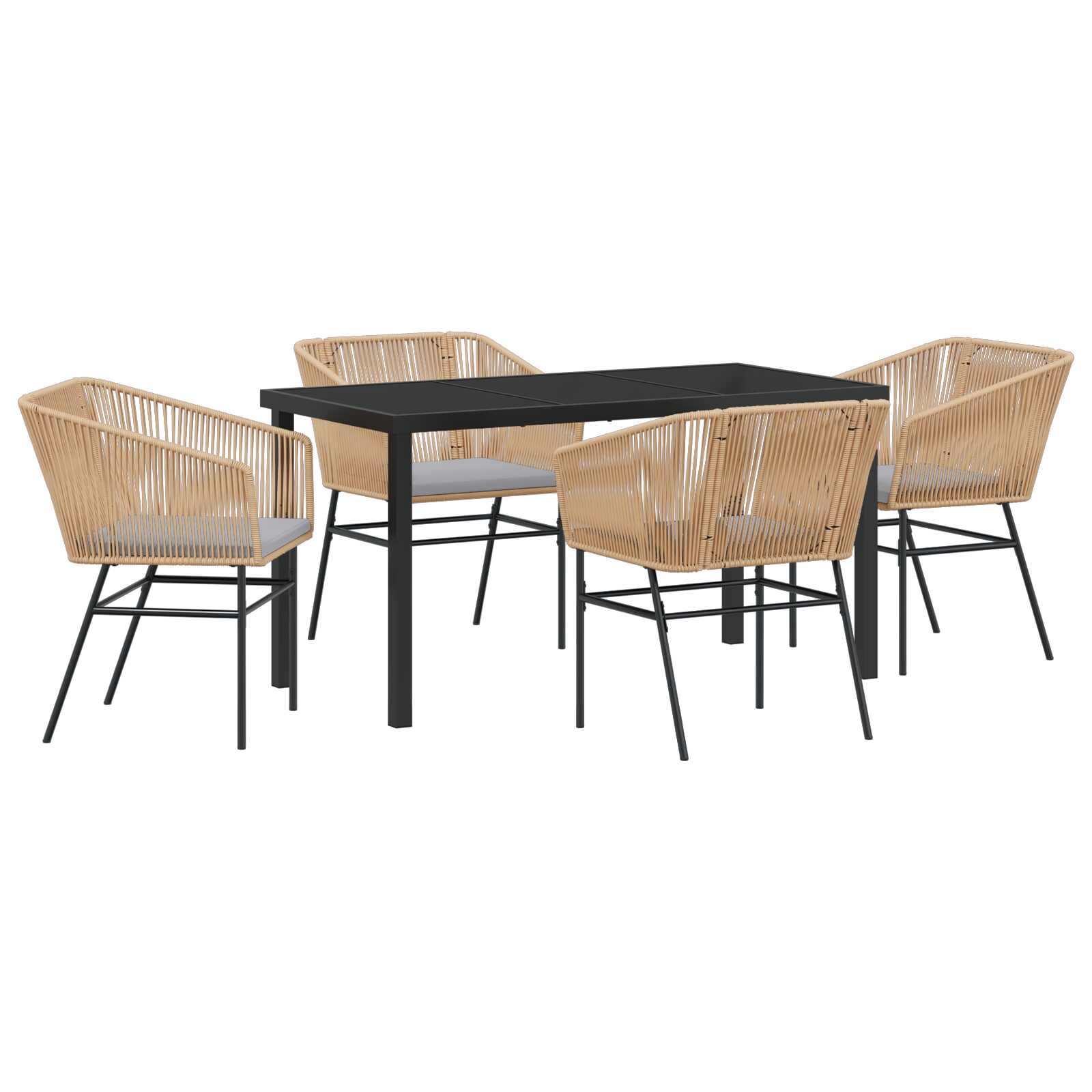 vidaXL Conjunto de Jantar para Jardim com almofada 5 pcs Castanho