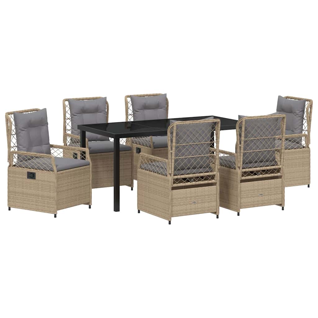 vidaXL Conjunto de Jantar para Jardim 7 pcs Bege e Cinza Claro vime PE