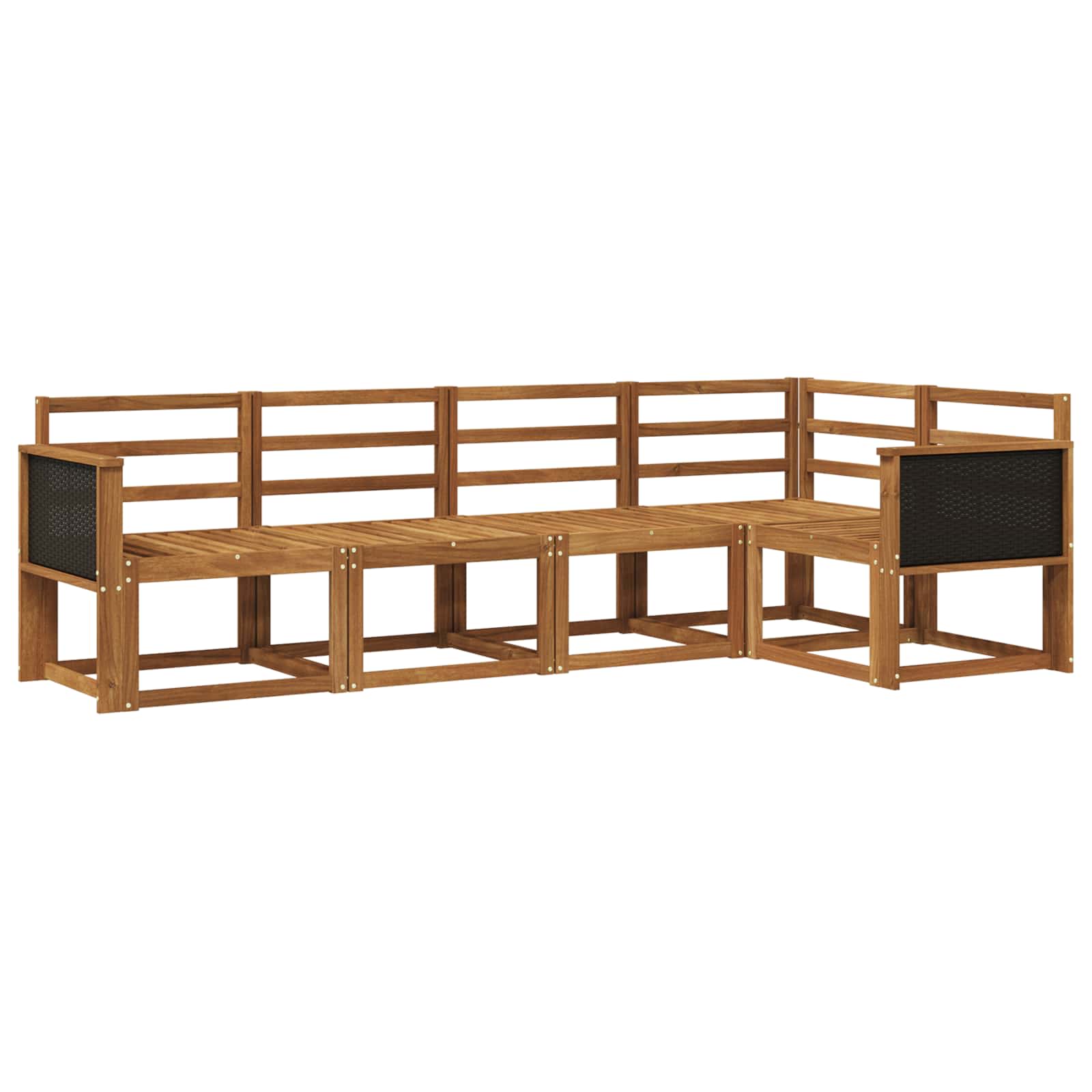 vidaXL Conjunto de Sofás para Exterior 5 pcs Natural