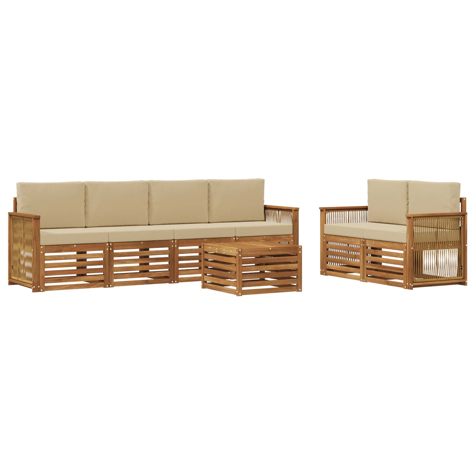 vidaXL Conjunto de Sofás para Exterior 7 pcs Natural e Bege