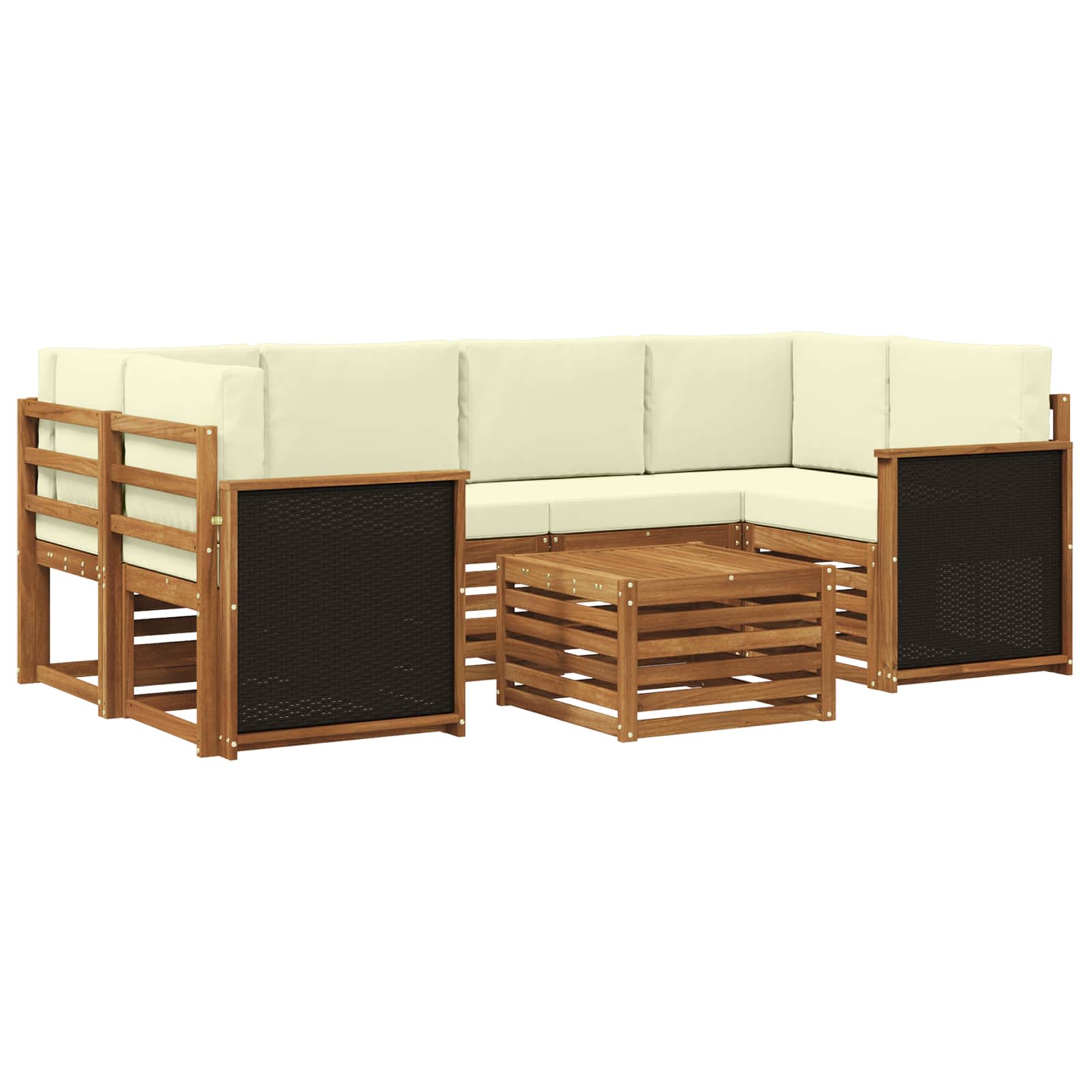 vidaXL Conjunto de Sofás para Exterior 7 pcs Natural e Creme
