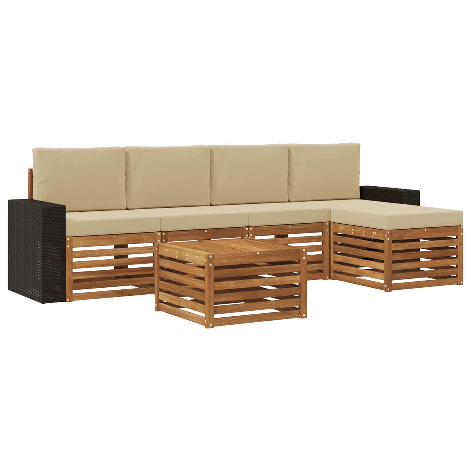 vidaXL Conjunto de Sofás para Exterior 6 pcs Natural e Bege