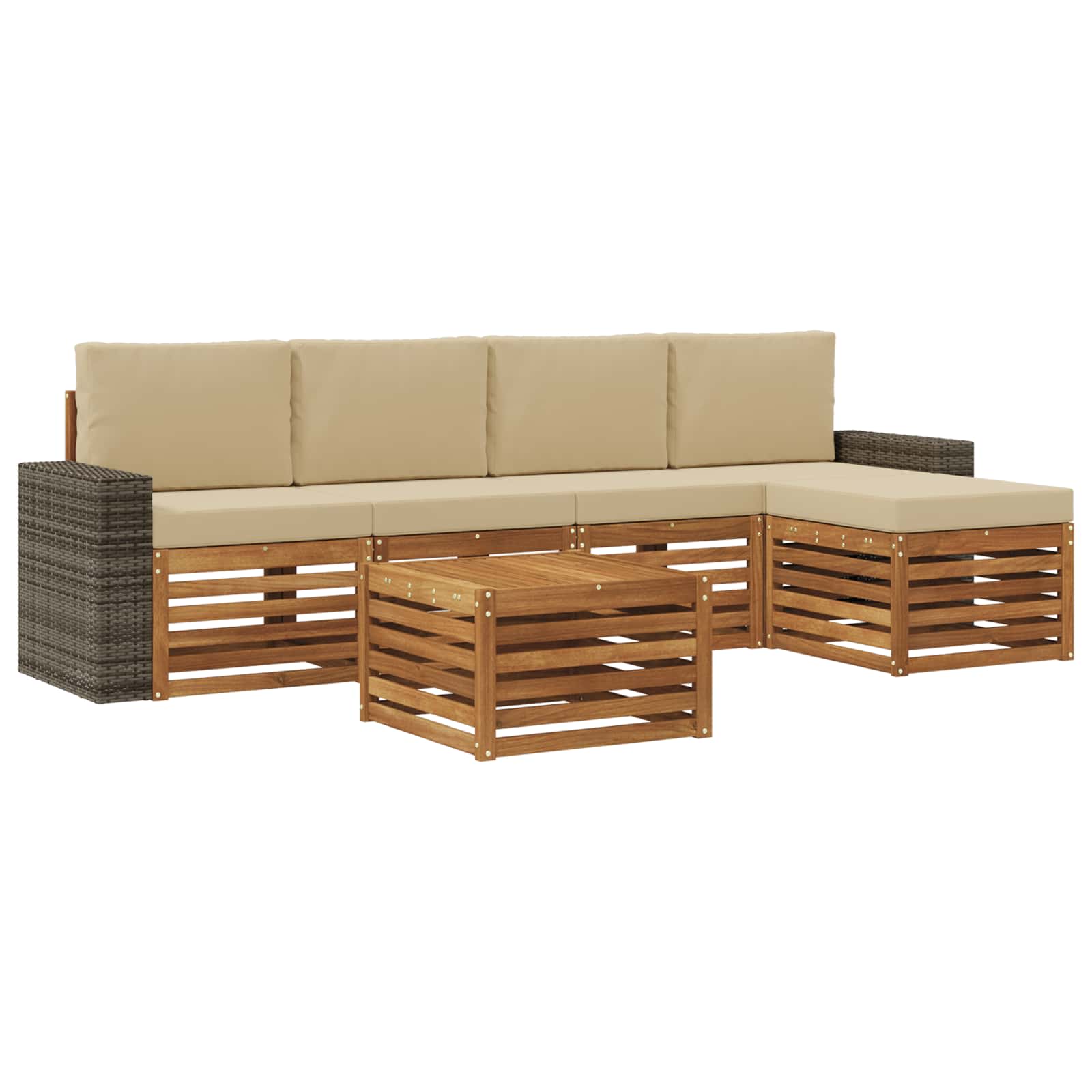 vidaXL Conjunto de Sofás para Exterior 6 pcs Natural e Bege