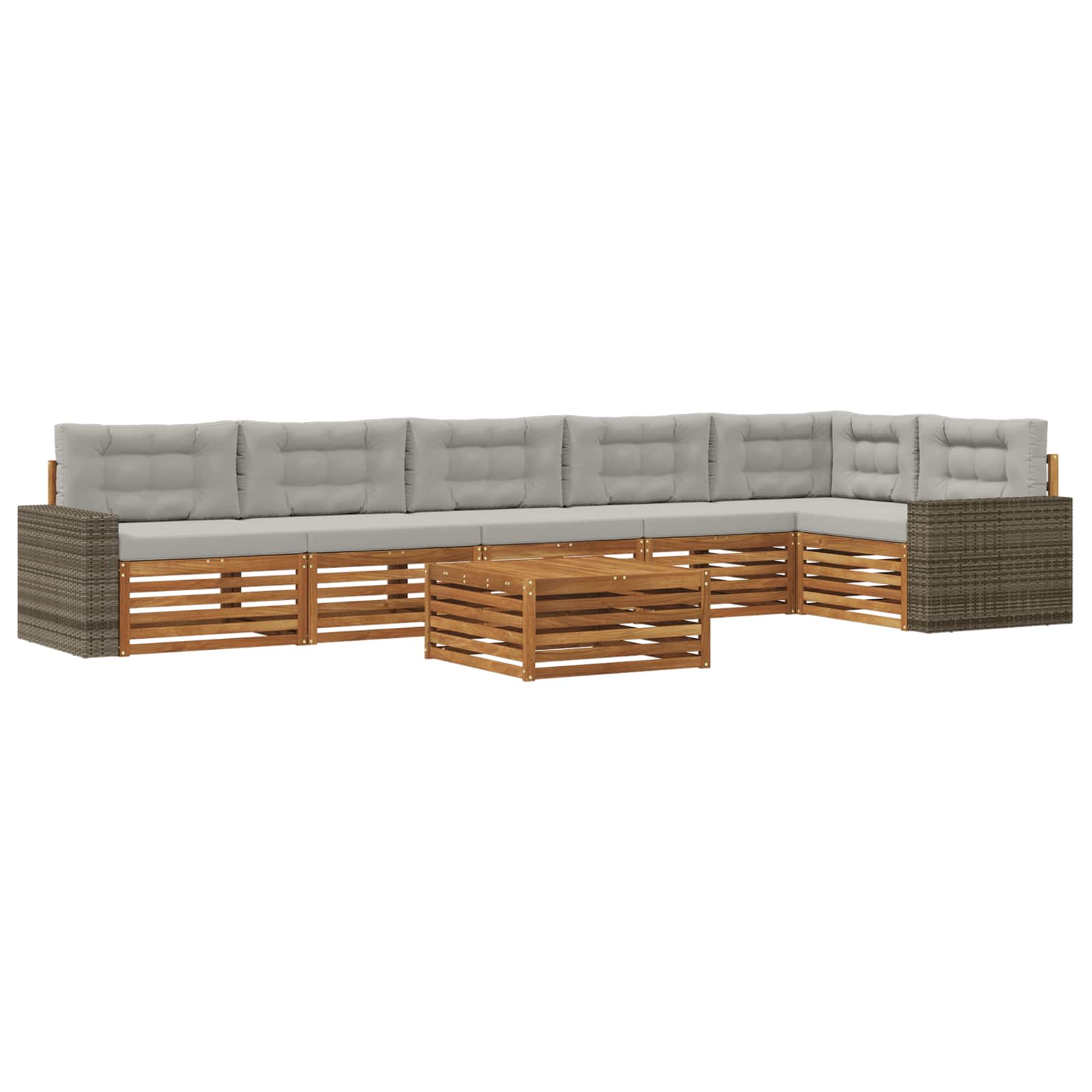 vidaXL Conjunto de Sofás para Exterior 7 pcs Natural e Cinzento-Claro