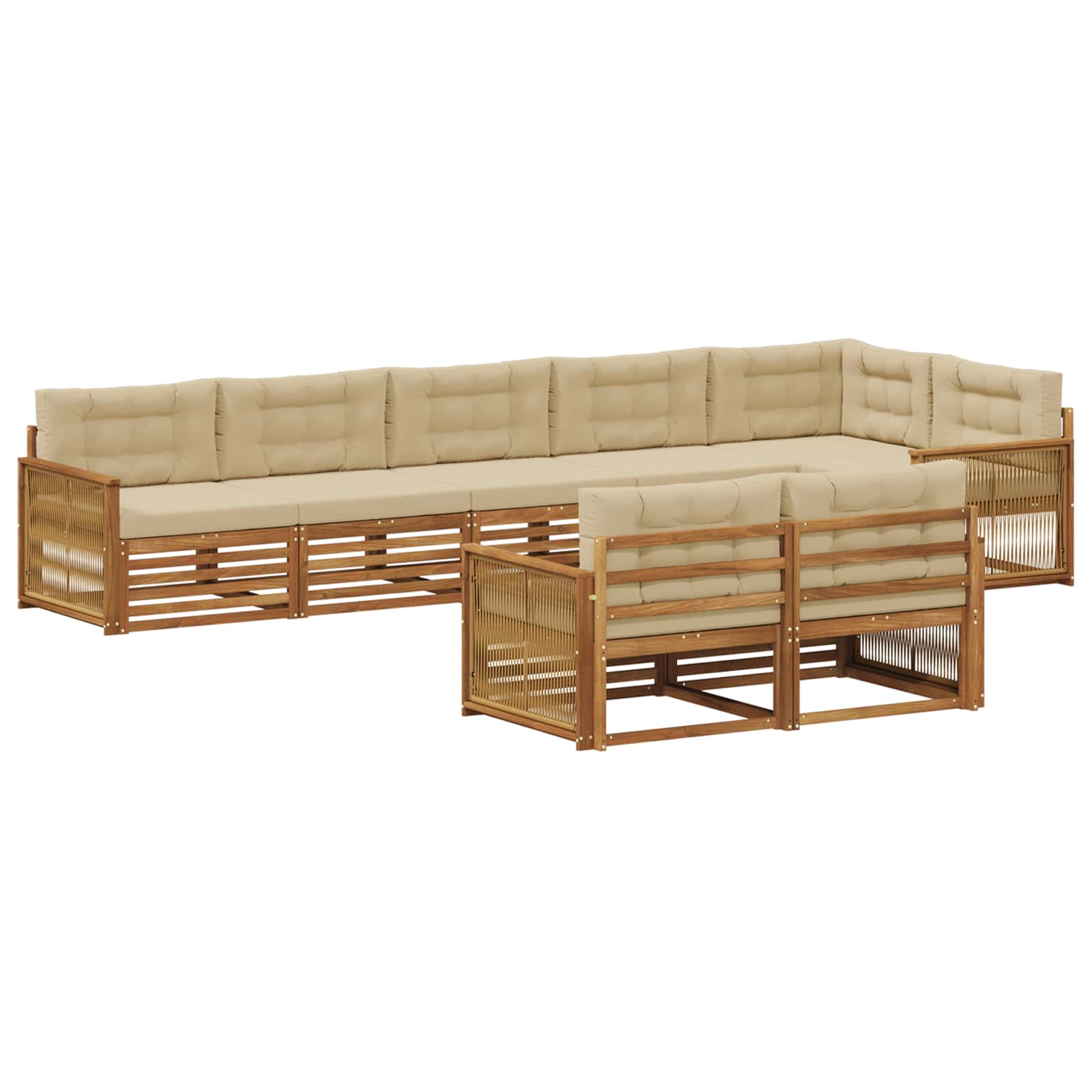 vidaXL Conjunto de Sofás para Exterior 8 pcs Natural e Bege