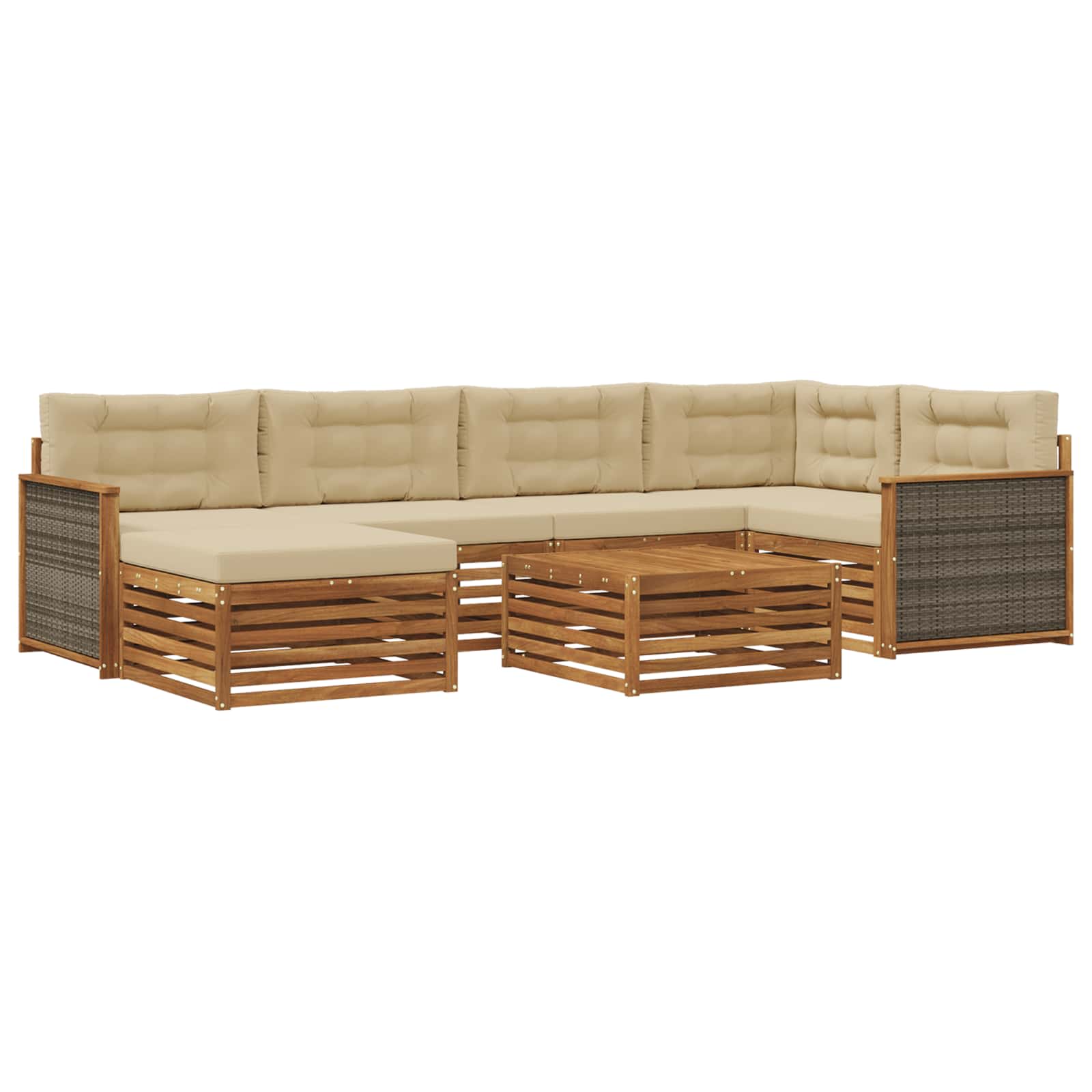 vidaXL Conjunto de Sofás para Exterior 7 pcs Natural e Bege
