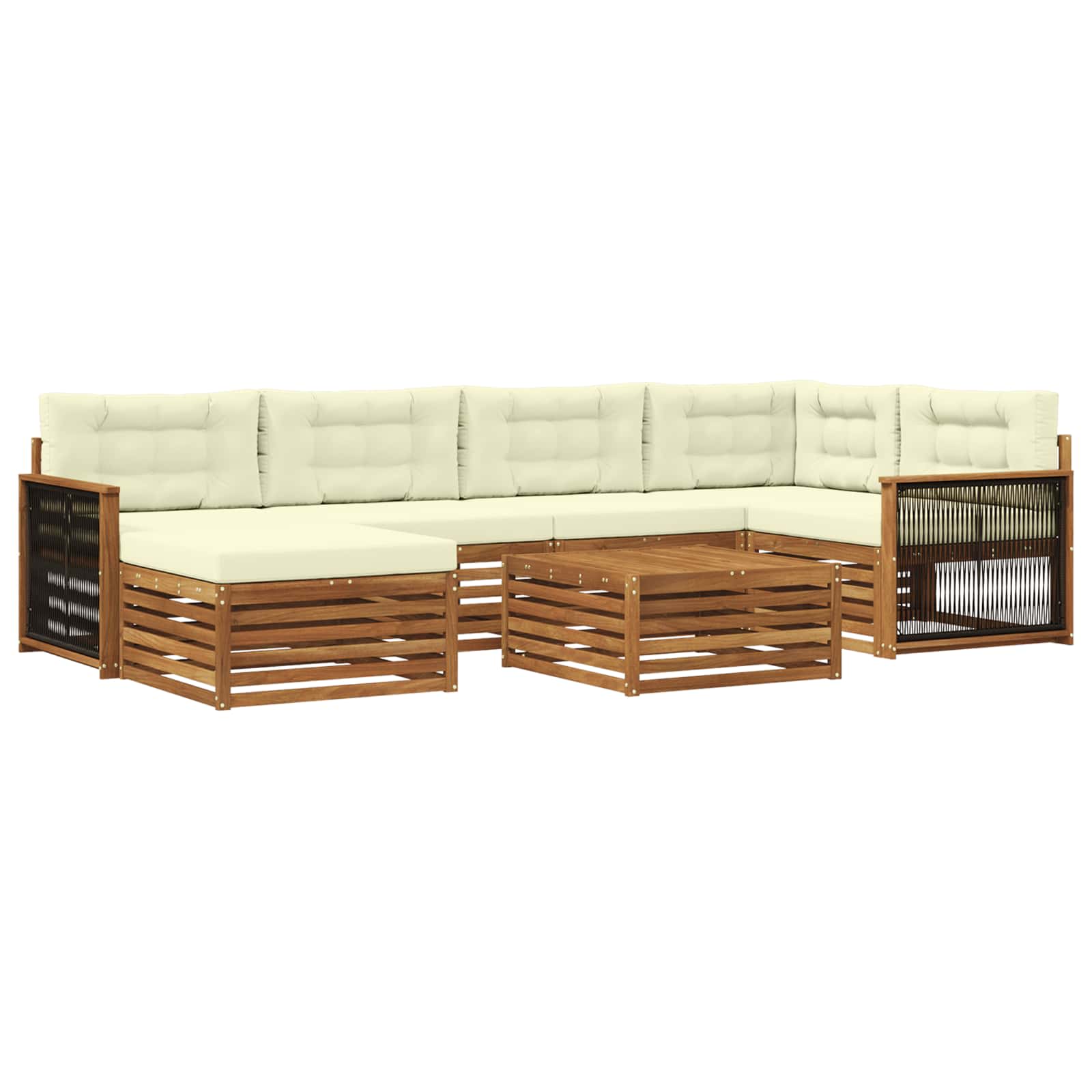 vidaXL Conjunto de Sofás para Exterior 7 pcs Natural e Creme