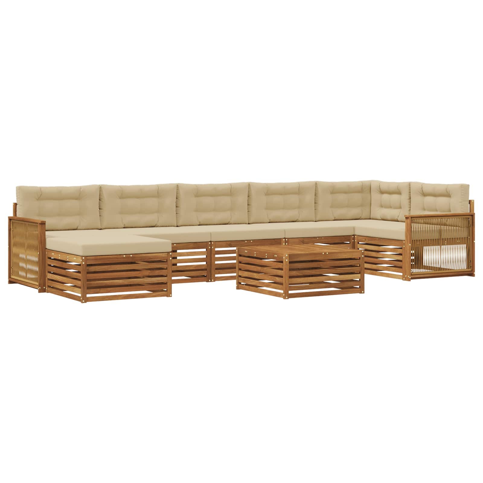 vidaXL Conjunto de Sofás para Exterior 8 pcs Natural e Bege