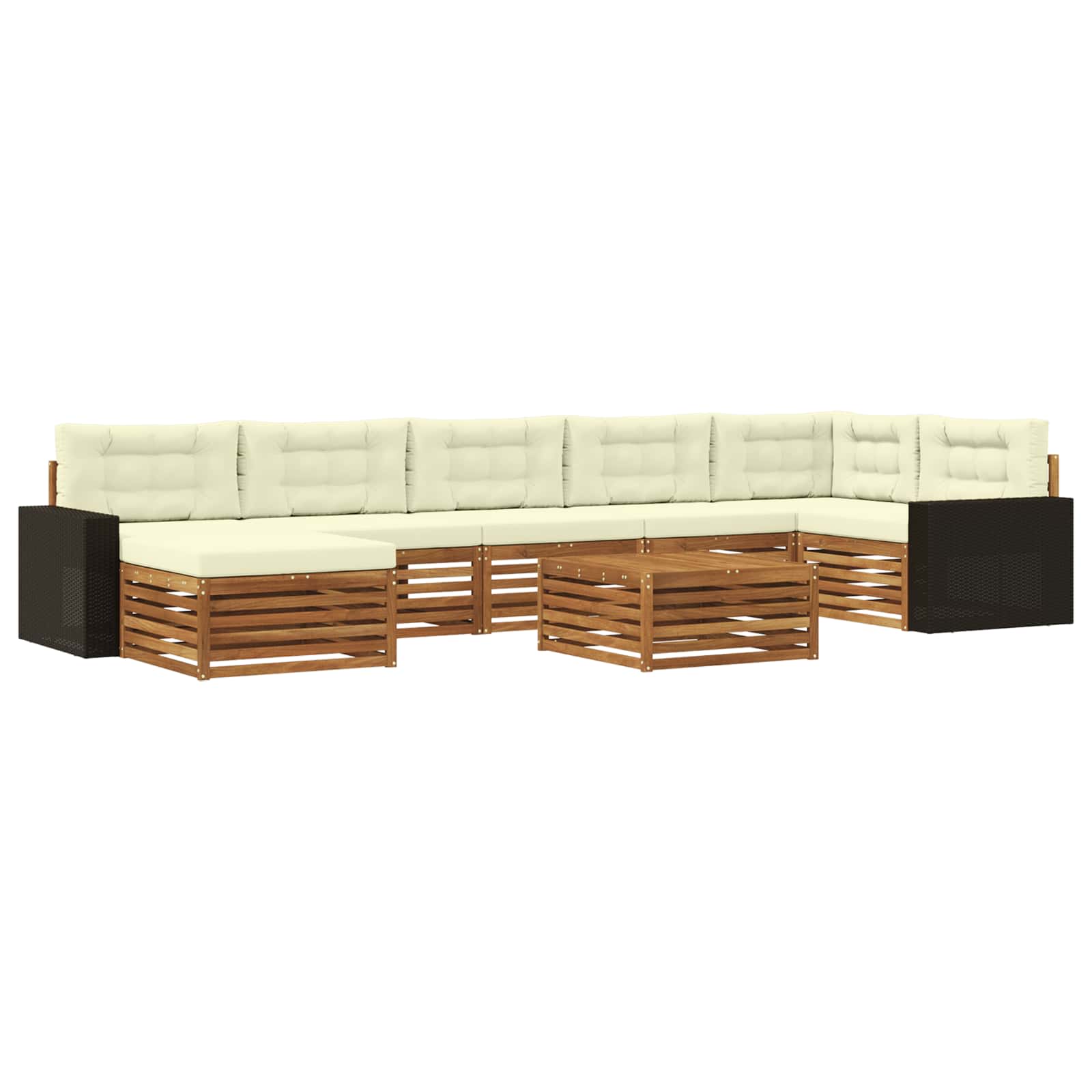 vidaXL Conjunto de Sofás para Exterior 8 pcs Natural e Creme