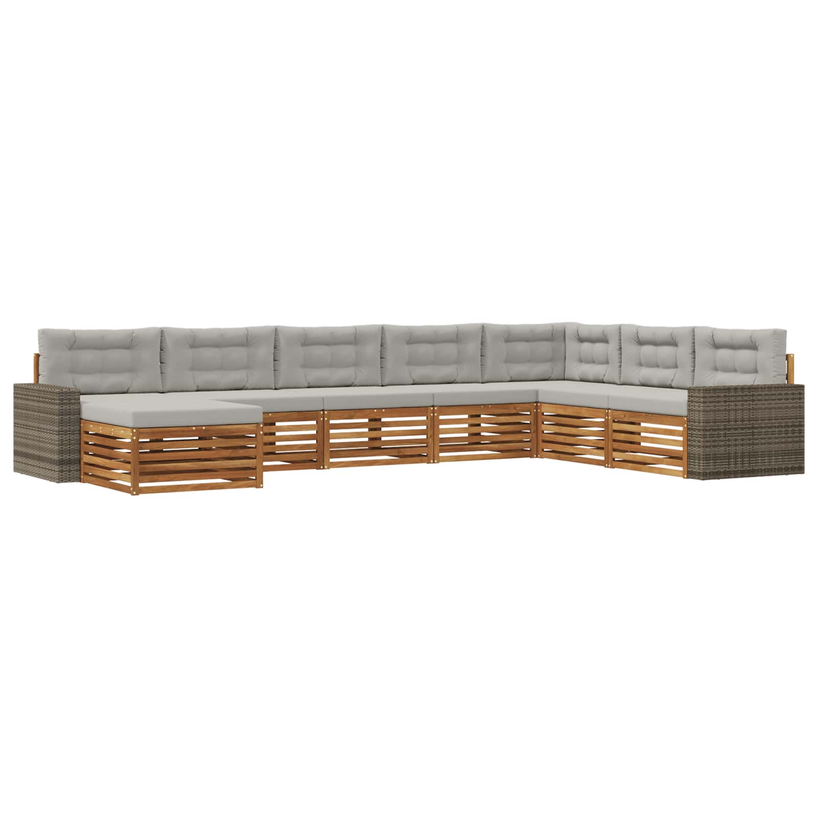 vidaXL Conjunto de Sofás para Exterior 8 pcs Natural e Cinzento-Claro