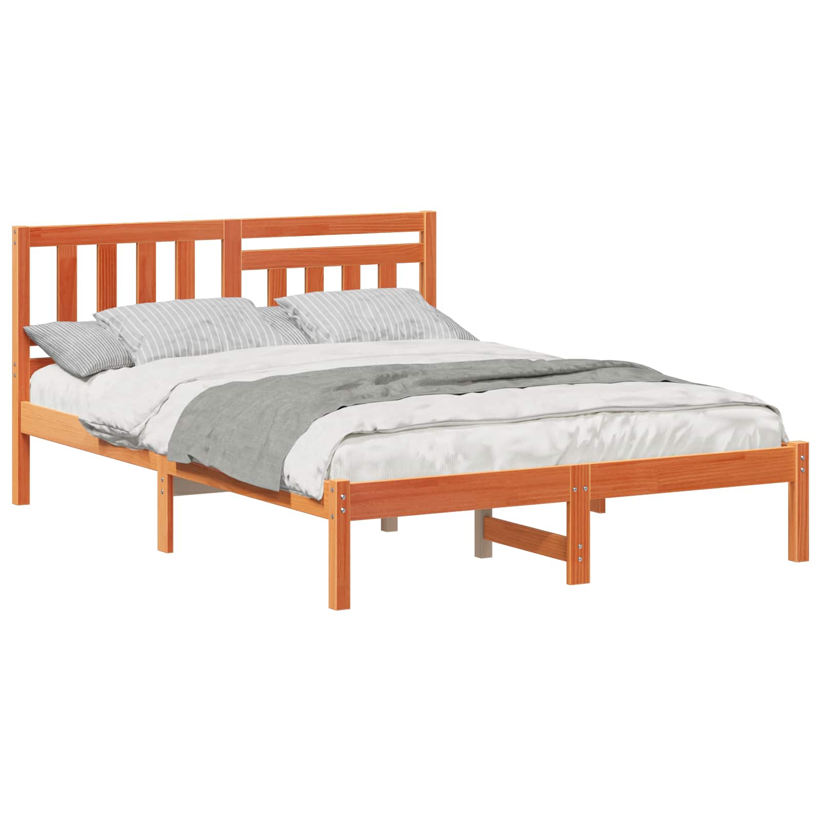 vidaXL Estrutura da Cama com cabeceira Marrom Cera 120 x 200 cm