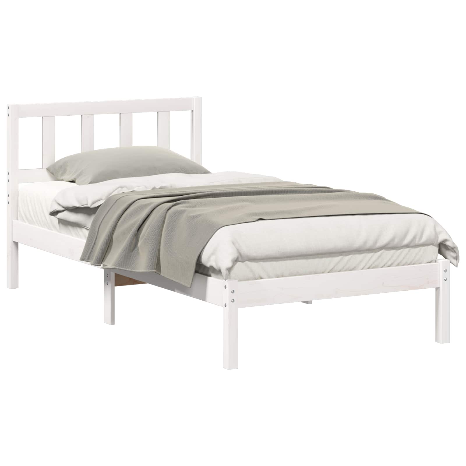 vidaXL Estrutura da Cama Branco 90 x 190 cm Madeira de Pinheiro Sólida