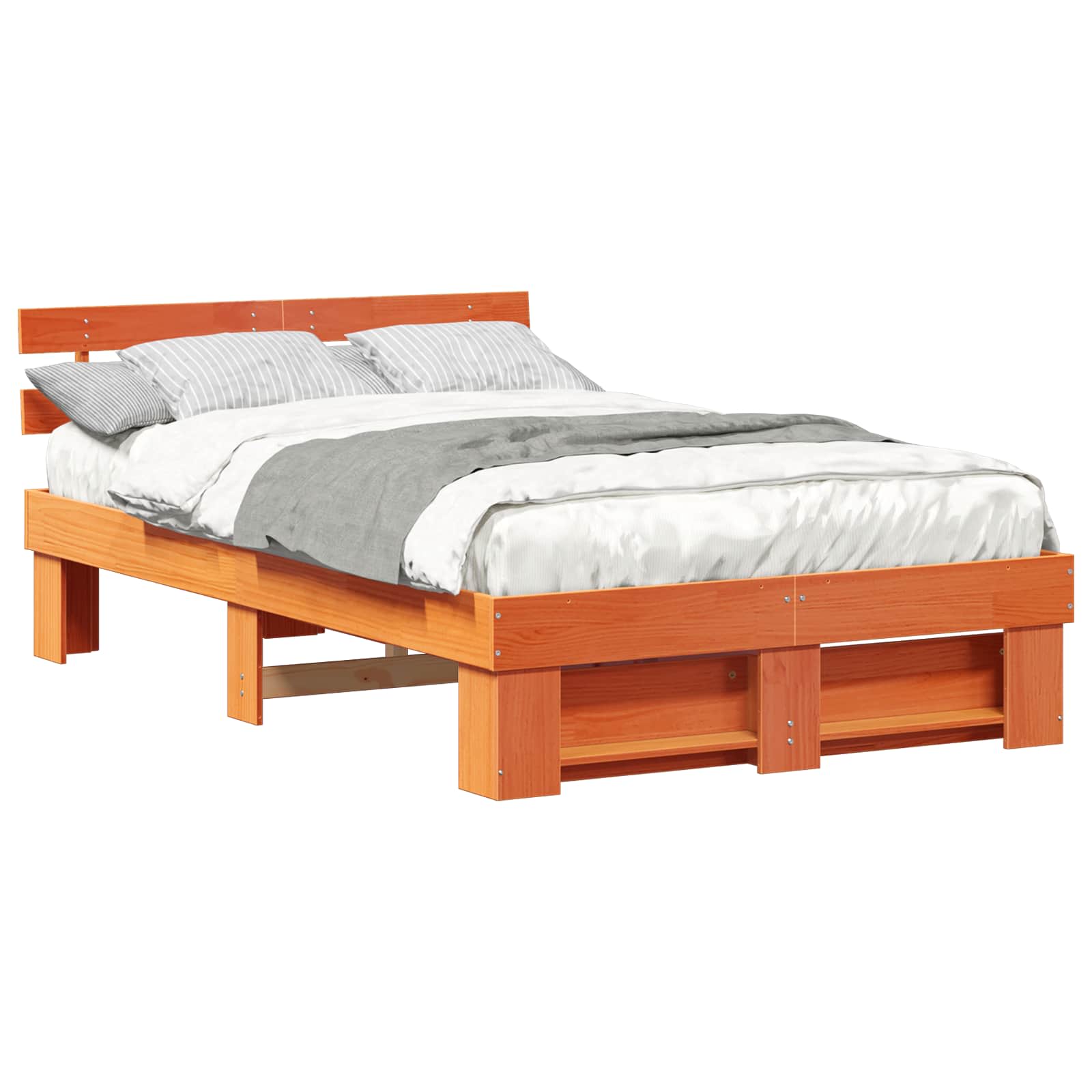 vidaXL Estrutura da Cama com cabeceira Marrom Cera 120 x 190 cm