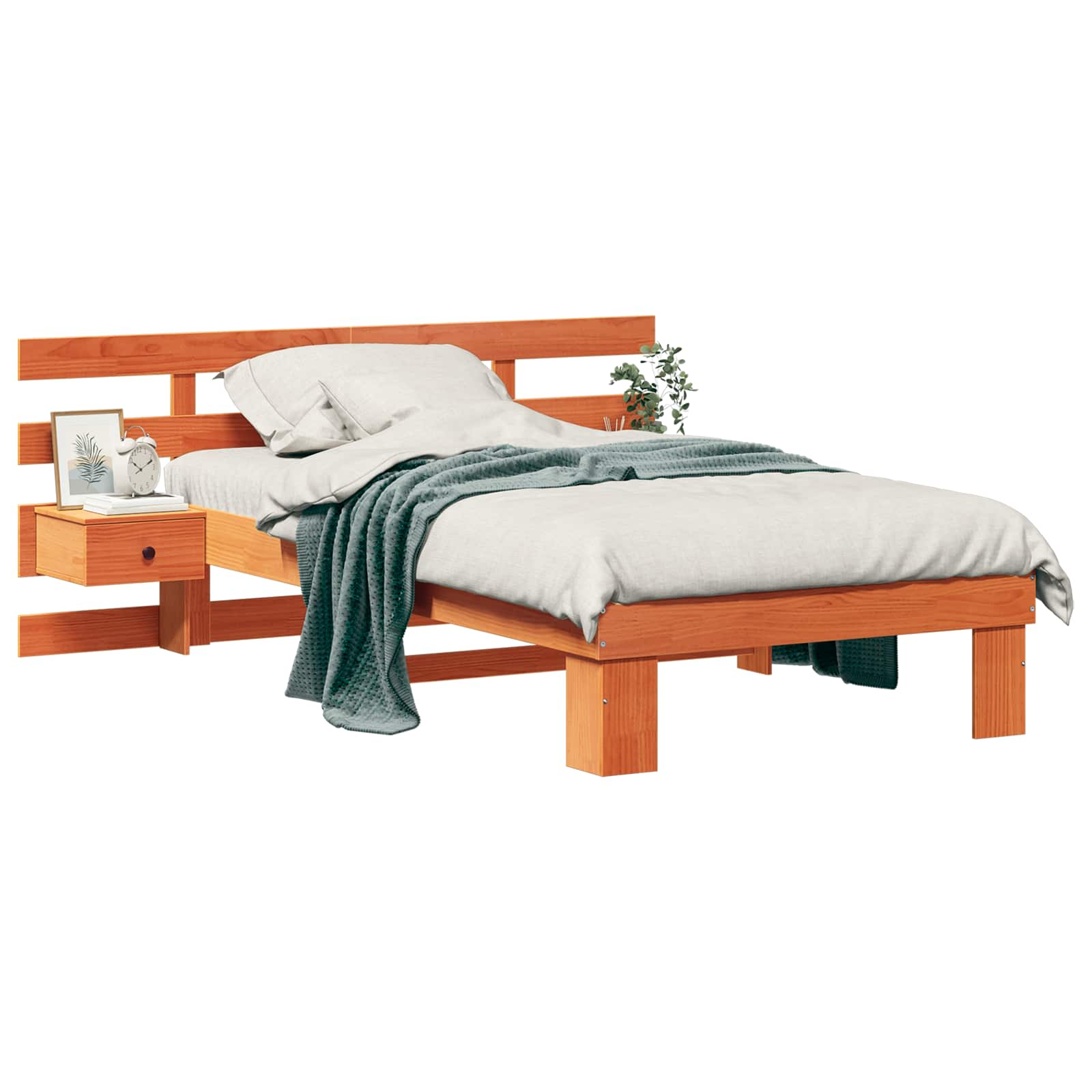 vidaXL Estrutura da Cama com cabeceira Marrom Cera 80 x 200 cm