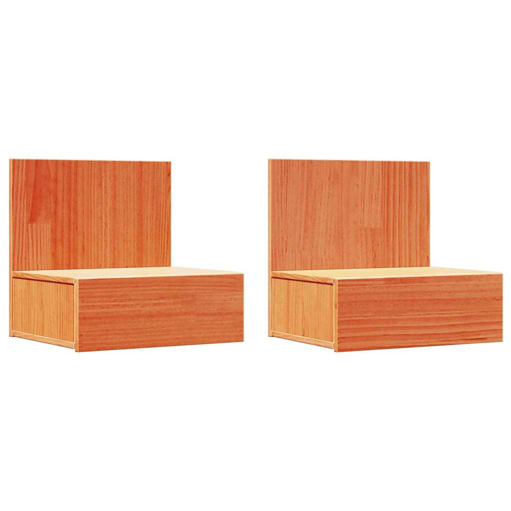 vidaXL Mesa-de-cabeceira 2 pcs Marrom Cera 42 x 32,5 x 40 cm