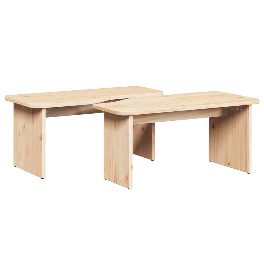 vidaXL Mesa de centro 2 pcs Natural Madeira de pinho maciça