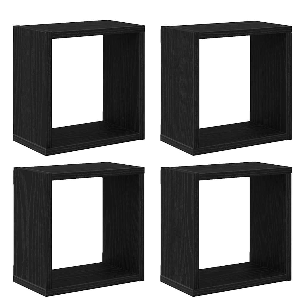 vidaXL Prateleiras de Parede 4 pcs Carvalho Preto Madeira processada