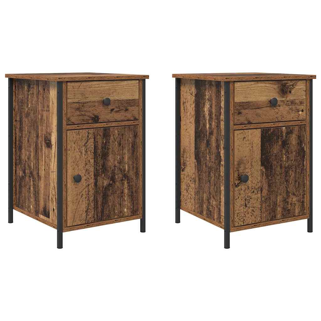vidaXL Armário de Cabeceira 2 pcs Madeira antiga 40 x 42 x 60 cm