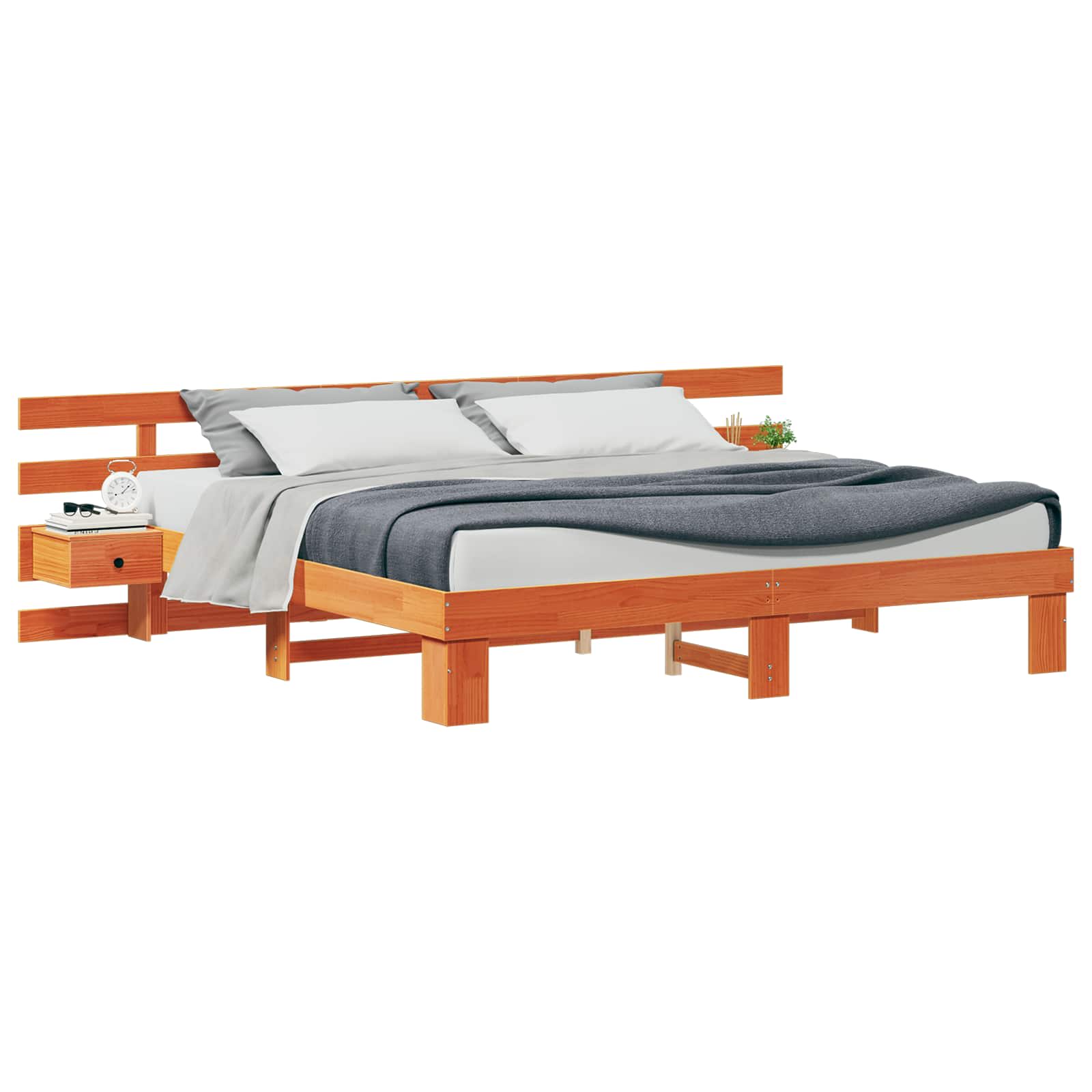 vidaXL Estrutura da Cama com cabeceira Castanho 200 x 200 cm