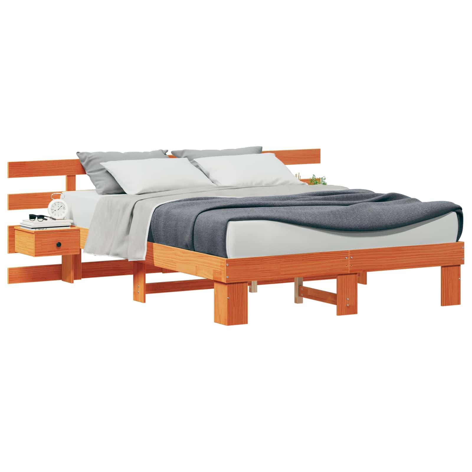 vidaXL Estrutura da Cama com cabeceira Castanho 150 x 200 cm