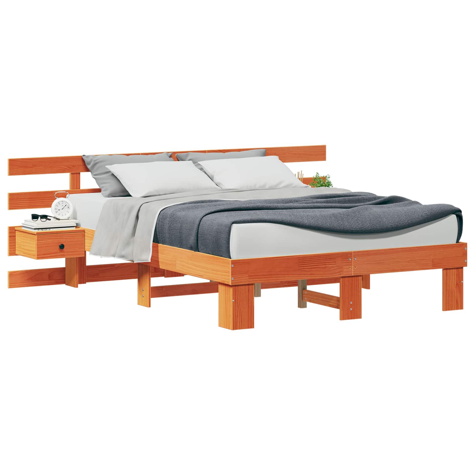 vidaXL Estrutura da Cama com cabeceira Castanho 135 x 190 cm