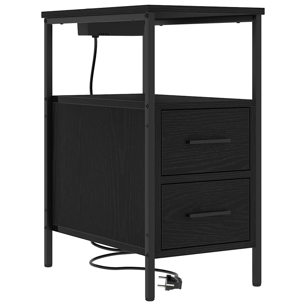 vidaXL Armário de Cabeceira com gaveta Carvalho Preto 30 x 48 x 61 cm